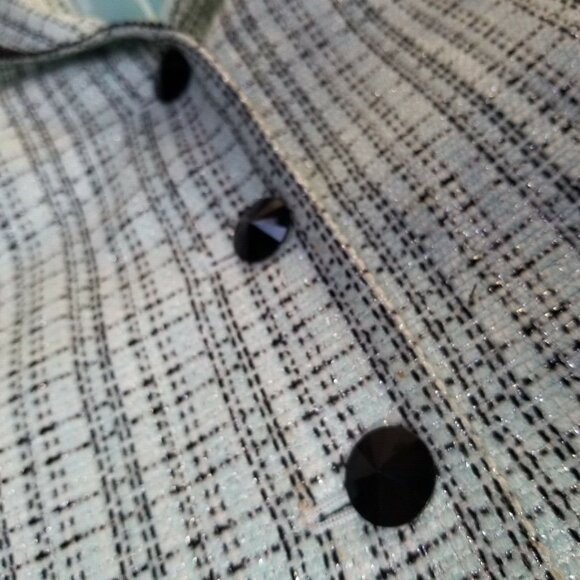 Sag Harbor Womens 8P Light Blue Plaid Metallic Tweed Baler Jacket Three-Button - Picture 4 of 7